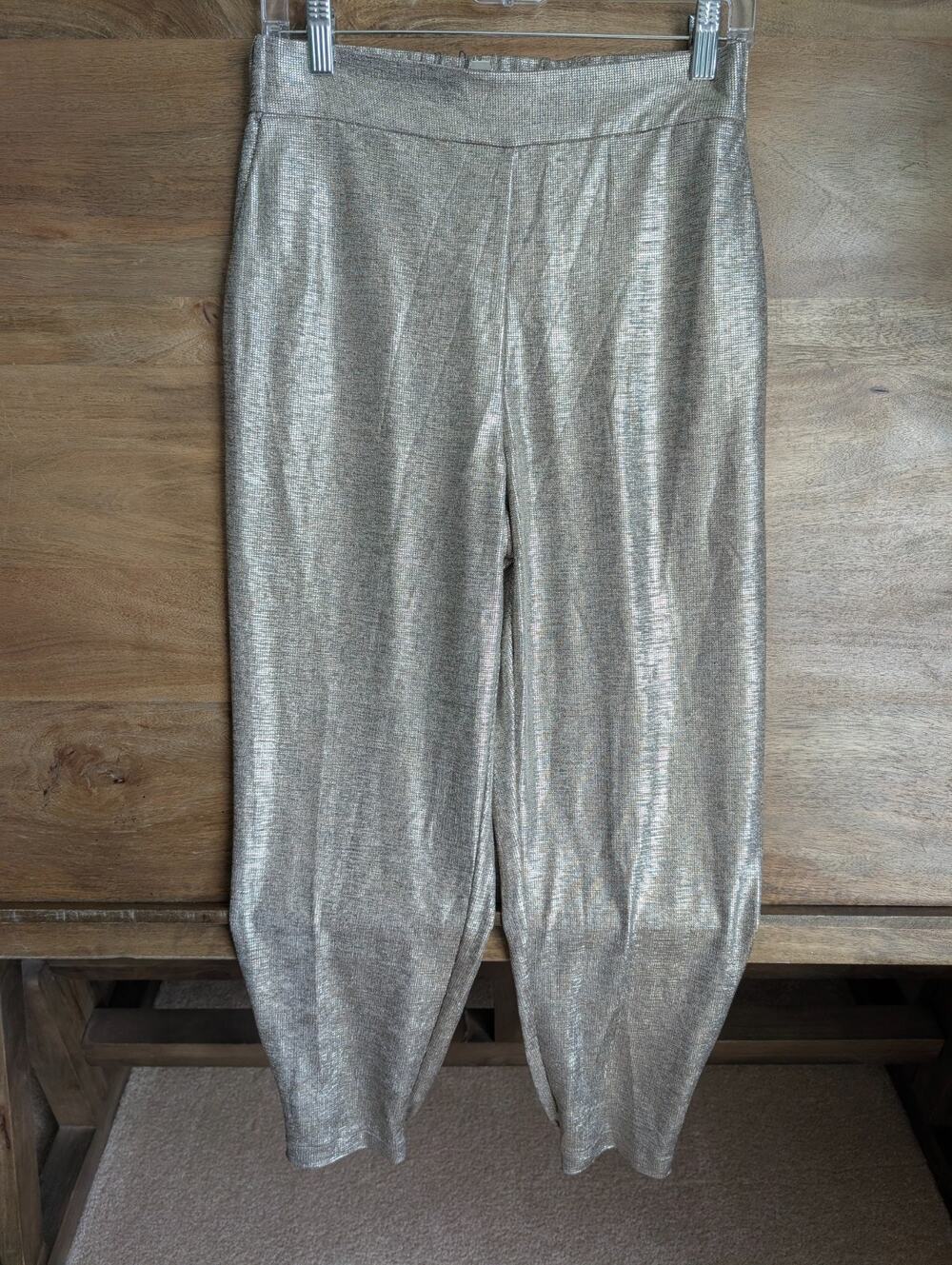 NWT Brochu Walker Rita Pants Womens S Gold Shimmer Tapered Leg Pull-On LAC 3522